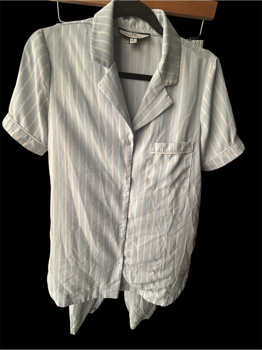 Women’s small Rachel Parcell two piece pajama set baby blue w/white stripe